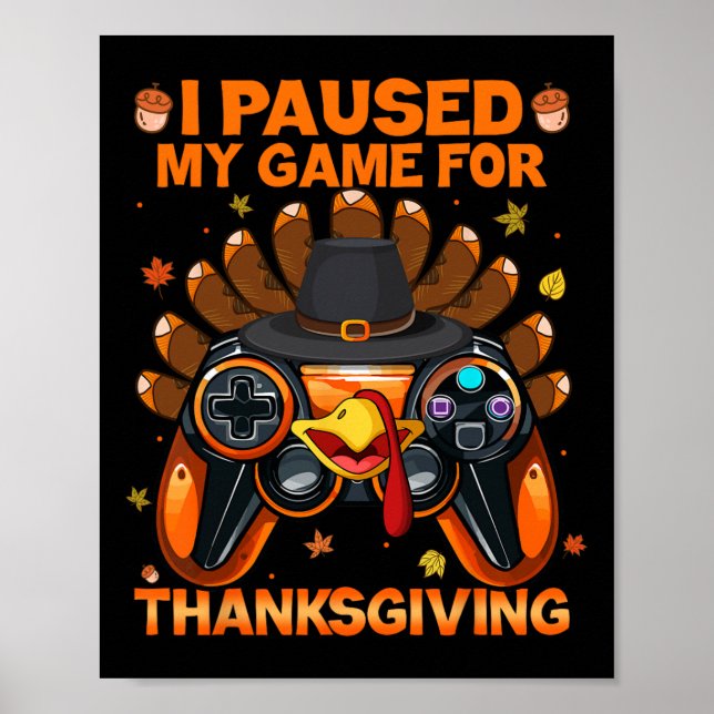 Fall Gaming Controller Turkey Funny Boy Kids  Poster (Front)