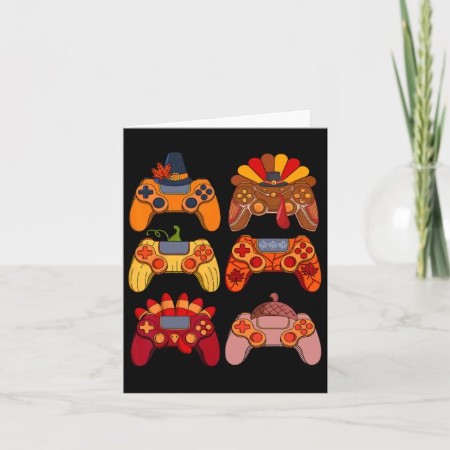 Fall Gaming Video Game Turkey Thanksgiving Day 1  Card (Front)