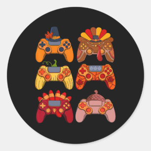 Fall Gaming Video Game Turkey Thanksgiving Day 1 Classic Round Sticker