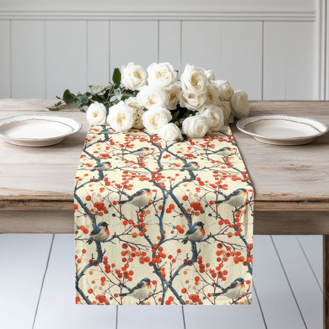 Fall Garden Table Runner Birds Blooming Accents (Fall Garden Table Runner Birds Blooming Accents)