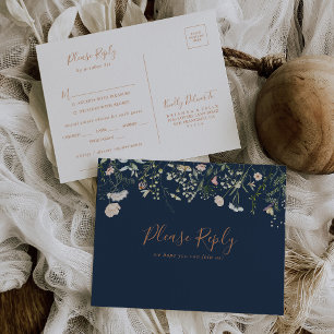 Fall Garden Wildflower Menu Choice RSVP Postcard