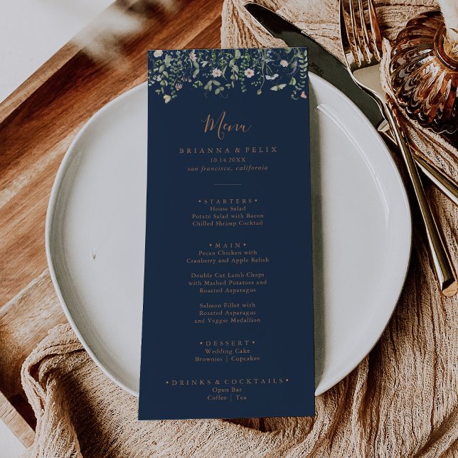 Fall Garden Wildflower Minimalist Dinner Menu (Creator Uploaded)