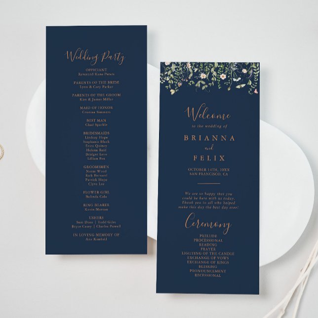 Fall Garden Wildflower Minimalist Wedding Program (Creator Uploaded)