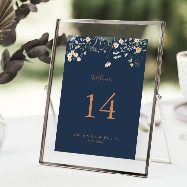 Fall Garden Wildflower Minimalist Wedding Table Number (Creator Uploaded)