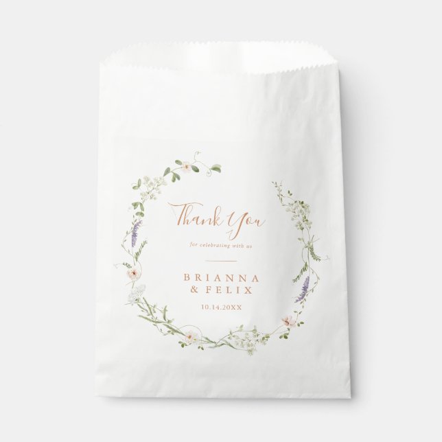 Fall Garden Wildflower Thank You Wedding Favour Bag (Front)