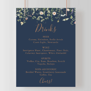Fall Garden Wildflower Wedding Drinks Menu Sign