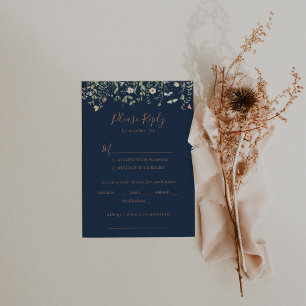Fall Garden Wildflower Wedding Menu Choice RSVP