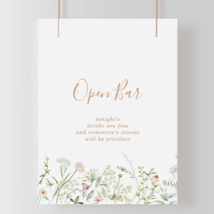Fall Garden Wildflower Wedding Open Bar Sign