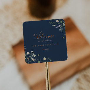 Fall Garden Wildflower Wedding Welcome Square Sticker