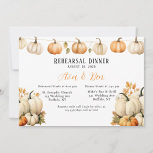 Fall Garland Pumpkin Wedding Rehearsal Dinner Invitation