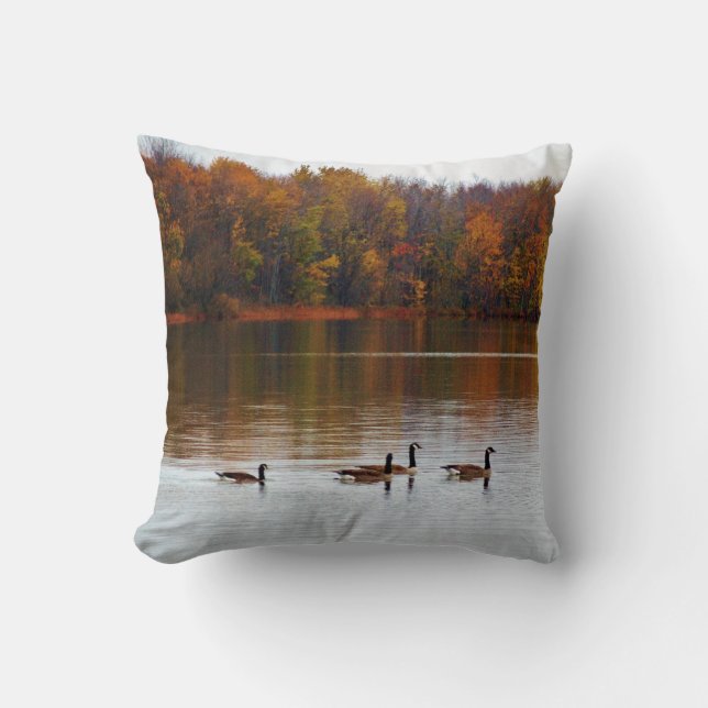 Fall Geese Reflections Cushion (Front)
