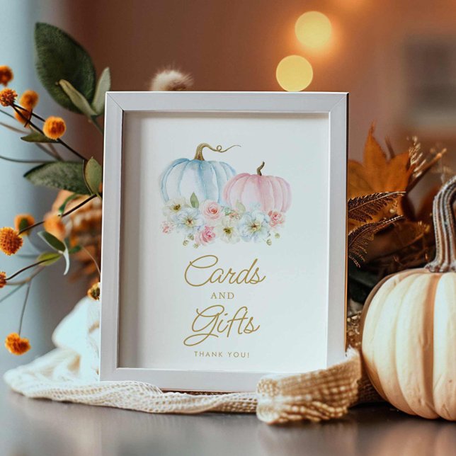 Fall Gender Reveal Cards and Gifts Baby Shower Poster (Gender Reveal Fall Cards and gifts Sign)
