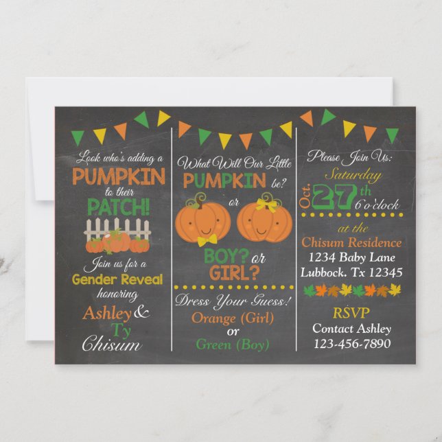 Fall Gender Reveal Invitation (Front)