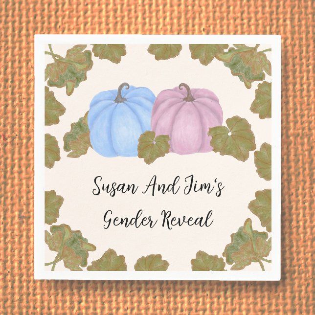 Fall Gender Reveal Little Pumpkin Theme Napkins (Creator Uploaded)