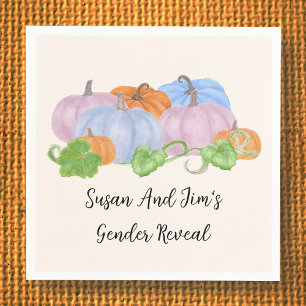 Fall Gender Reveal Little Pumpkin Theme Napkins