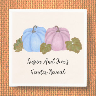 Fall Gender Reveal Little Pumpkin Theme Napkins