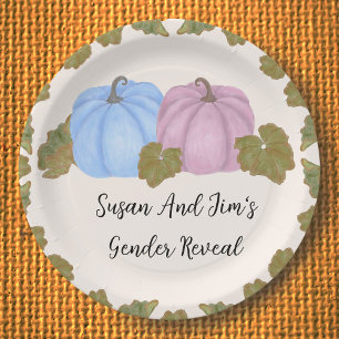 Fall Gender Reveal Little Pumpkin Theme  Paper Plate