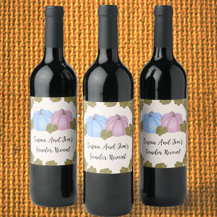 Fall Gender Reveal Little Pumpkin Theme Wine Label