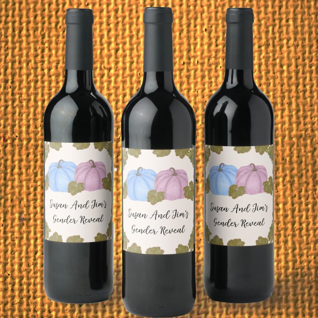 Fall Gender Reveal Little Pumpkin Theme  Wine Label (Creator Uploaded)
