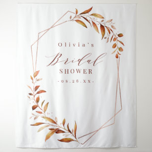 Fall Geometric Bridal Shower Photo Backdrop Tapestry