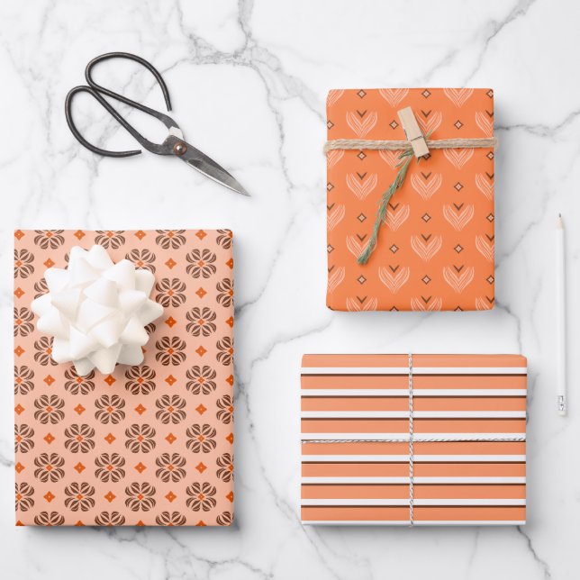 Fall Geometric Pattern Set of Wrapping Paper (Front)