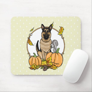 Fall German Shepherd Dog (black tan) Pumpkins Cute Mouse Pad