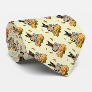 Fall German Shepherd Dog (black tan) Pumpkins Cute Tie