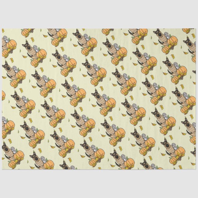 Fall German Shepherd Dog (black tan) Pumpkins Cute Tissue Paper (Front)