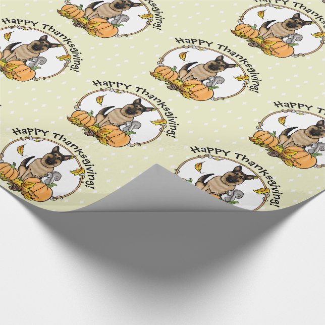 Fall German Shepherd Dog (black tan) Pumpkins Cute Wrapping Paper (Corner)