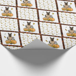 Fall German Shepherd Dog (black tan) Pumpkins Cute Wrapping Paper