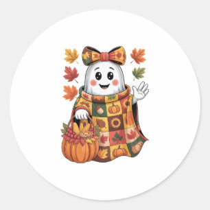Fall Ghost Harvest Pumpkin Sket Patchwork Hallowee Classic Round Sticker