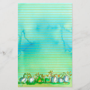 Fall Ghost Pumpkins Lined Stationery