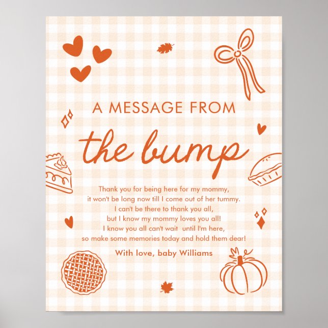 Fall Gingham Cutie Pie A Message From The Bump Poster (Front)
