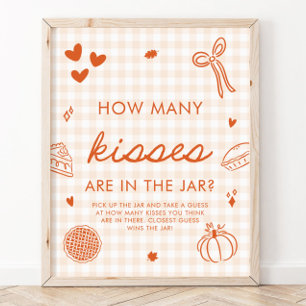 Fall Gingham Cutie Pie Guess How Many Kisses Game Poster