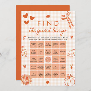 Fall Gingham Find the Guest Bingo Baby Shower Game Invitation