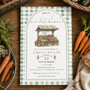 Fall Gingham Fresh Off The Market Bridal Shower Invitation