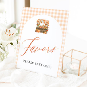 Fall Gingham Fresh Off The Market Favours Pedestal Sign