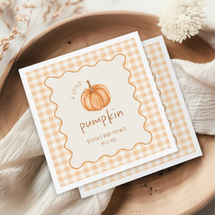 Fall Gingham Little Pumpkin Baby Shower Napkin
