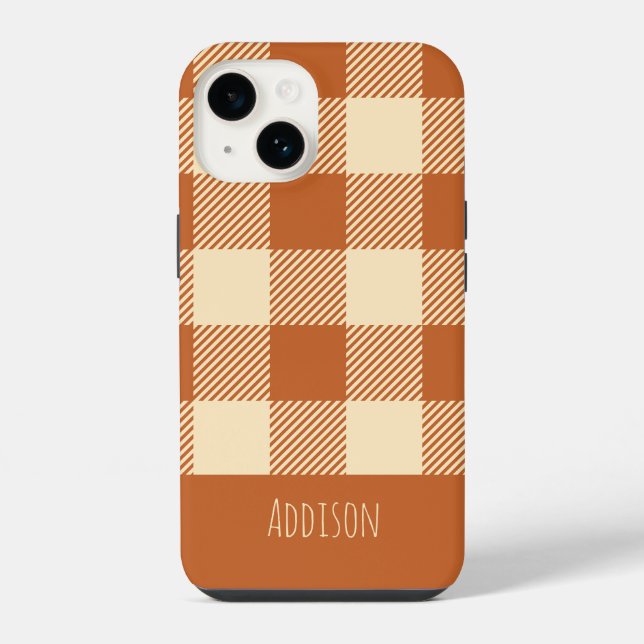 Fall Gingham Pattern Personalised iPhone Case (Back)