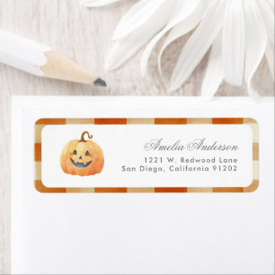 Fall gingham Print Halloween Baby Shower Return Address Label
