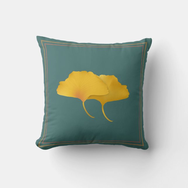 Fall Ginkgo Leaves Throw Cushion (Front)