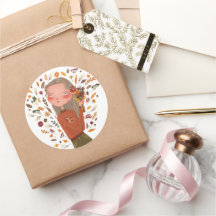 Fall Girl Autumn Flowers and Leaves Drawing 