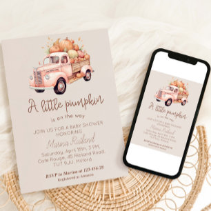 Fall Girl Baby Shower Pink Pumpkin Truck  Invitation