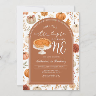 Fall Girl Our Little Cutie Pie Birthday Autumn Invitation