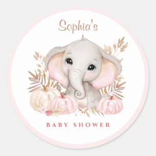 Fall Girl Pink Baby Shower Classic Round Sticker