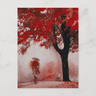 fall girl postcard