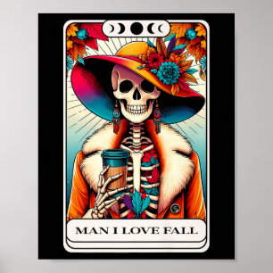 Fall Girl Tarot Card Autumn Coffee I Love Fall Lea Poster