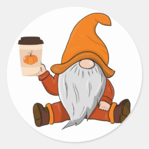 Fall Gnome and coffee vinyl sticker
