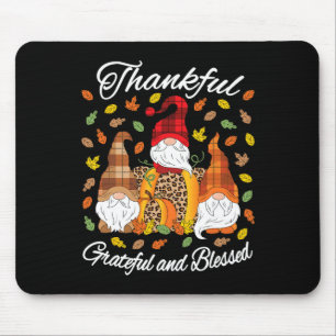 Fall Gnome Plaid Leopard Pumpkin Thanksgiving Bles Mouse Pad