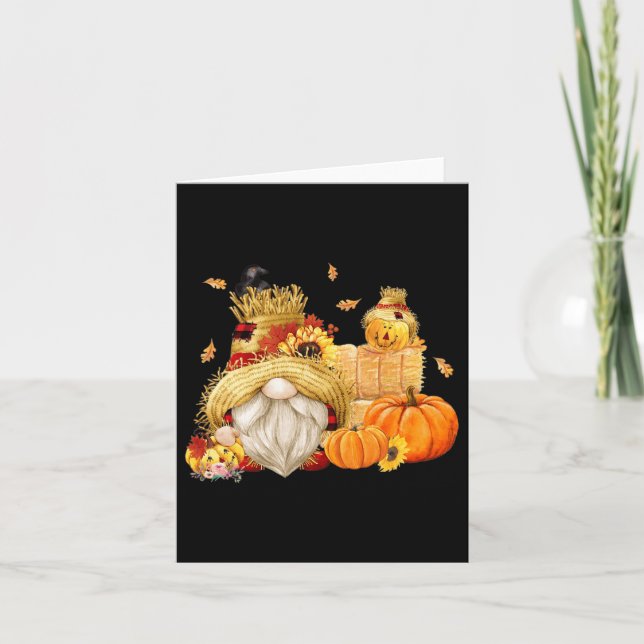 Fall Gnome Scarecrow Gnome Fall Halloween Thanksgi Card (Front)